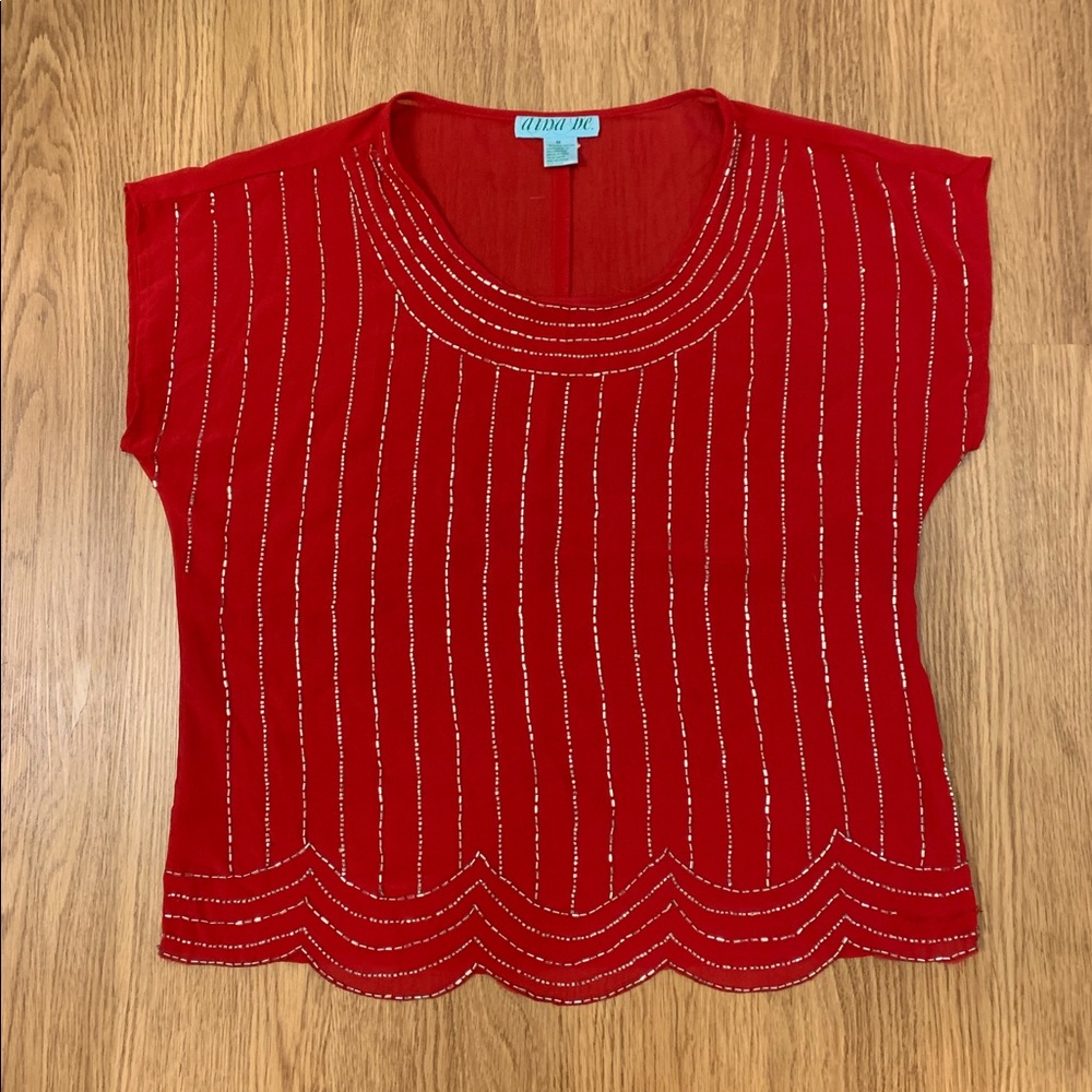 francesca’s Dina Be Scalloped Beaded Top